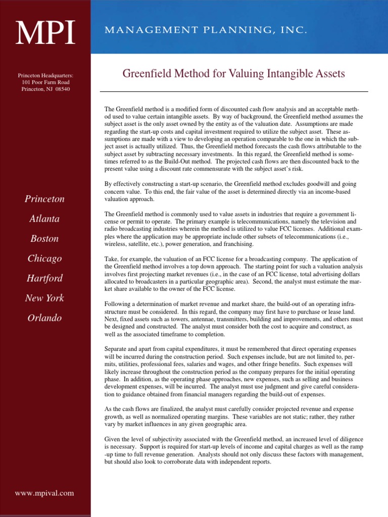 Greenfield Method | PDF | Valuation (Finance) | Discounted Cash Flow