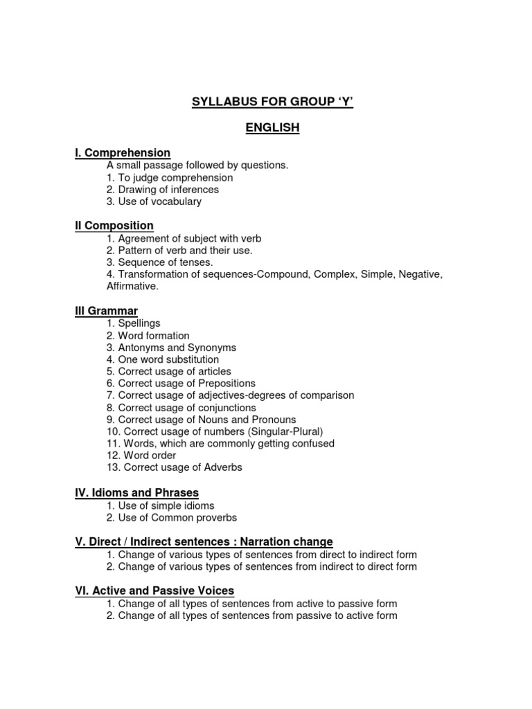 Group Y Exam Syllabus Overview | PDF