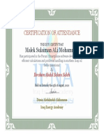 Malek Sulaiman Ali Mohammed: Certification of Attendance