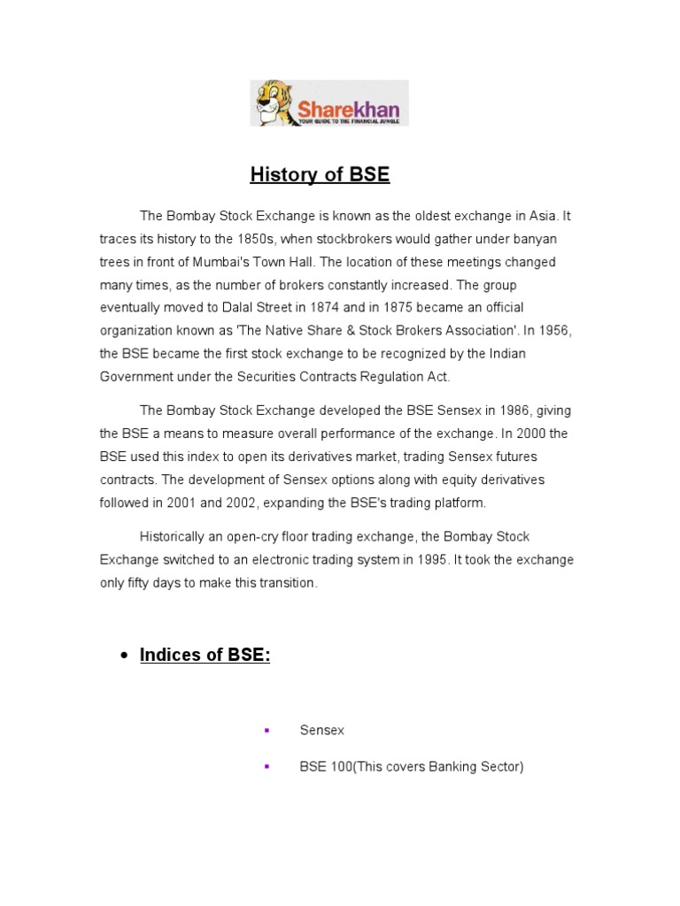History of Bombay Stock Exchange | PDF | Stock Market Index | Corporations