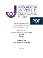 Individual Assignment Sustainable Development Topic: Quality Education