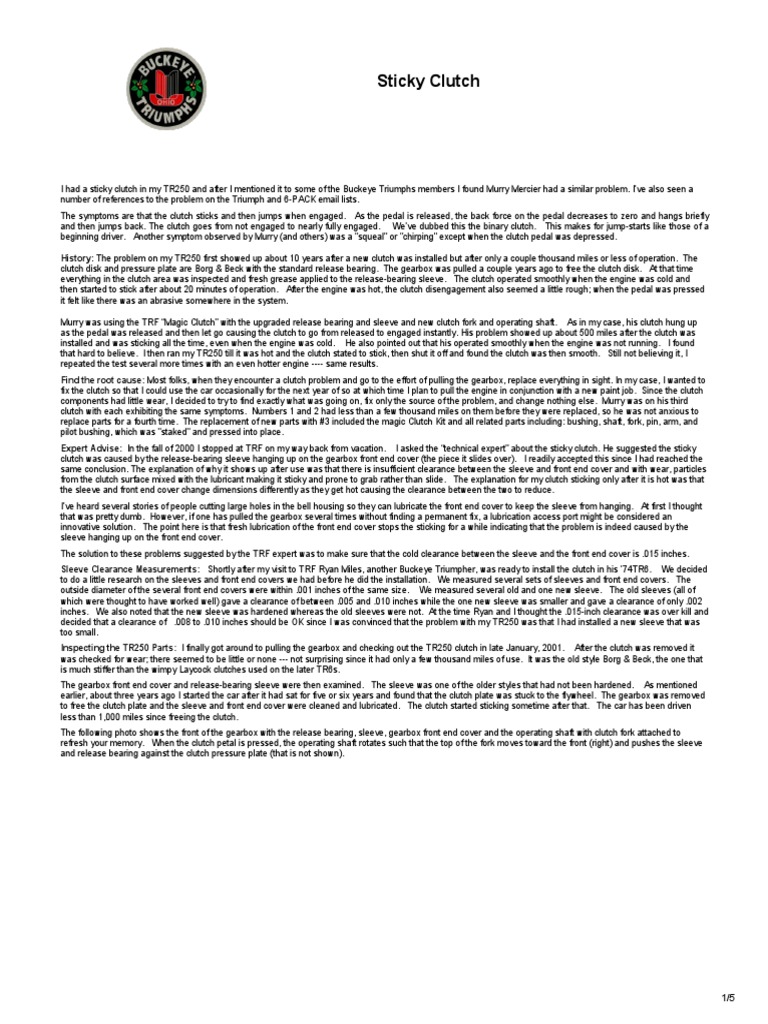 Sticky Clutch PDF Clutch Transmission (Mechanics)