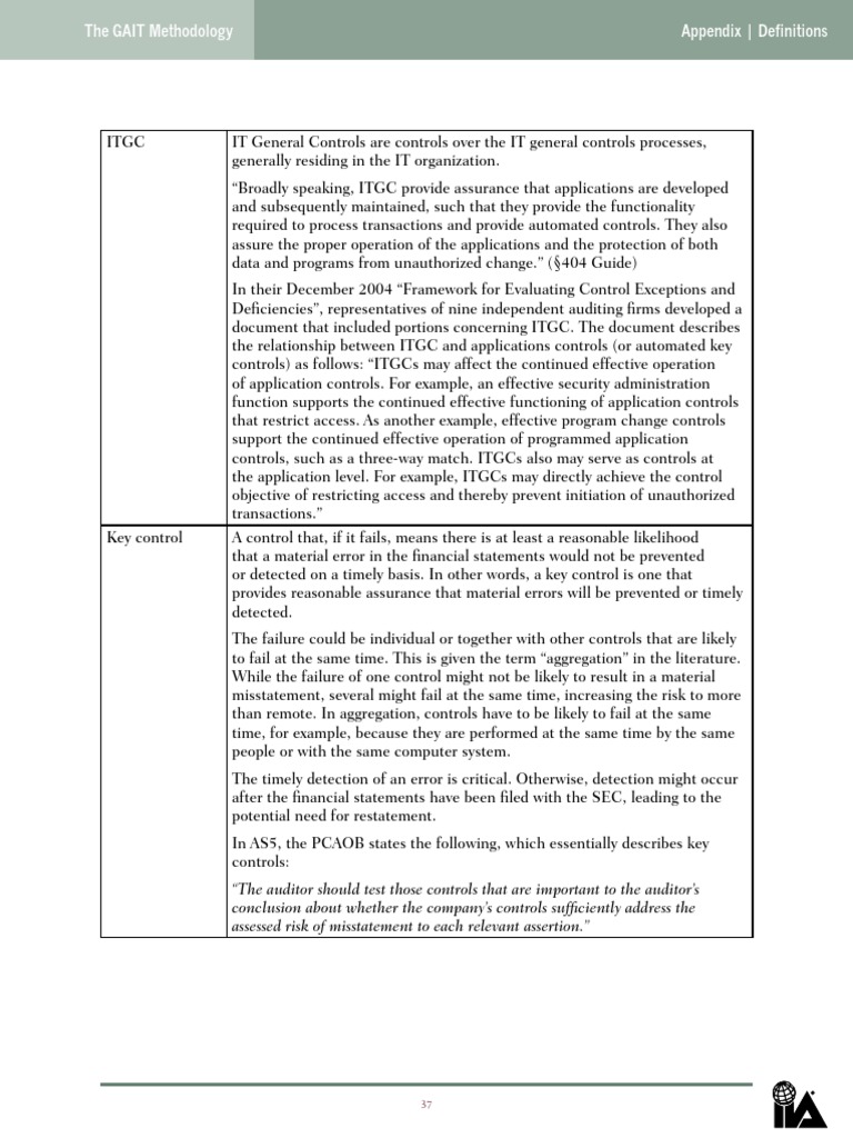 GAIT Methodology for ITGC Assessment | PDF | Audit | Risk