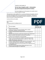 GMP Checklist For DI Audit
