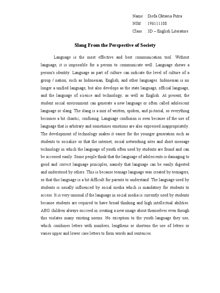 Impact of Youth Slang on Society | PDF | Slang | Adolescence