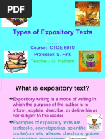 Types of Expository Texts: Course:-CTGE 5910 Professor: S. Fink