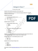 Test Paper Integers 1 PDF