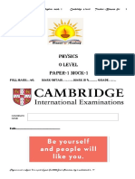 Physics O Level Paper-1 Mock-1: Full Mark: 40. Mark Obtain. . Mark in %.......... Grade .