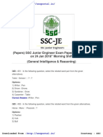 SSC Junior Engineer Papers General Intelligence and Reasoning 24 Jan 2018 Morning Shift
