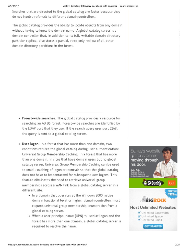 Active Directory Interview Questions Guide | PDF