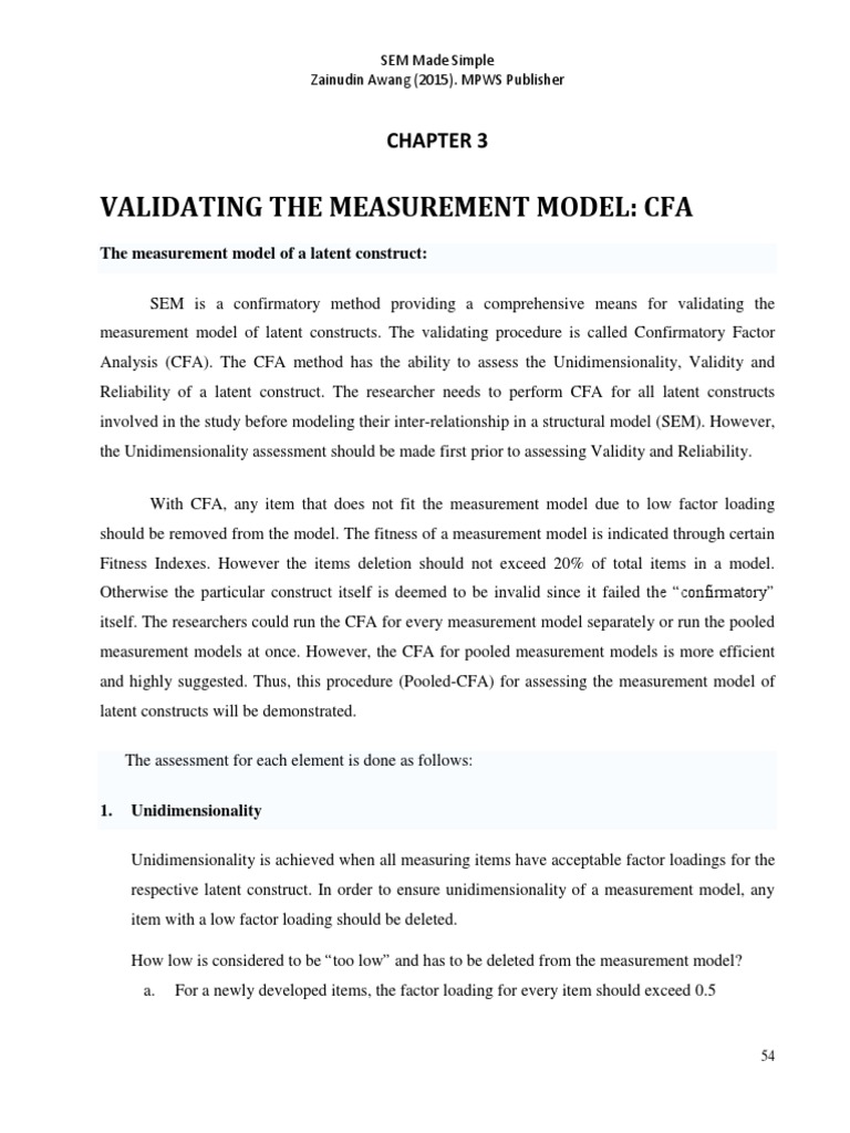 Validating The Measurement Model: Cfa | PDF | Structural Equation ...