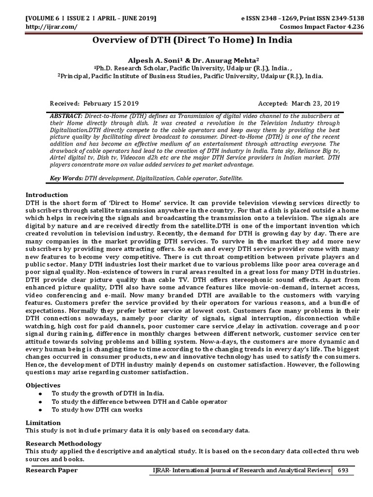 Notes On DTH Comunication | PDF | Satellite Television | Cable Television
