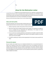 Guidelines For The Motivation Letter: Ideas and Main Points