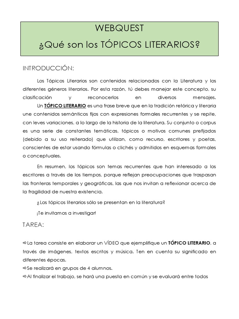 2º ESO Qué Son Los Tópicos Literarios | Descargar gratis PDF ...