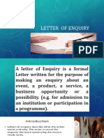Letters of Enquiry