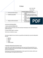 Frisbee: General Objectives Operational Objectives of The Lesson