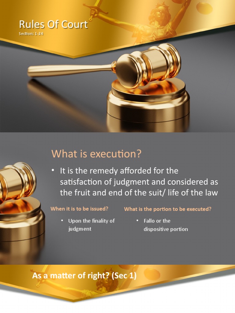 Court Execution Rules Explained | PDF | Judgment (Law) | Damages
