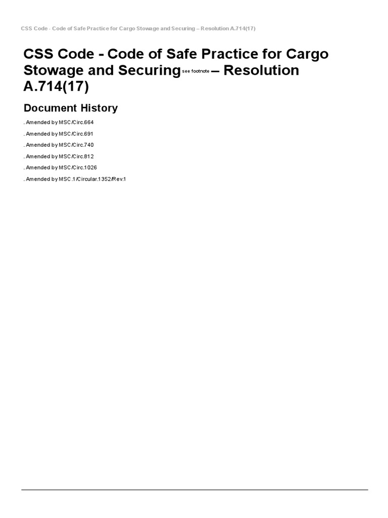 CSS Code for Cargo Stowage Safety | PDF | Cargo | Ships