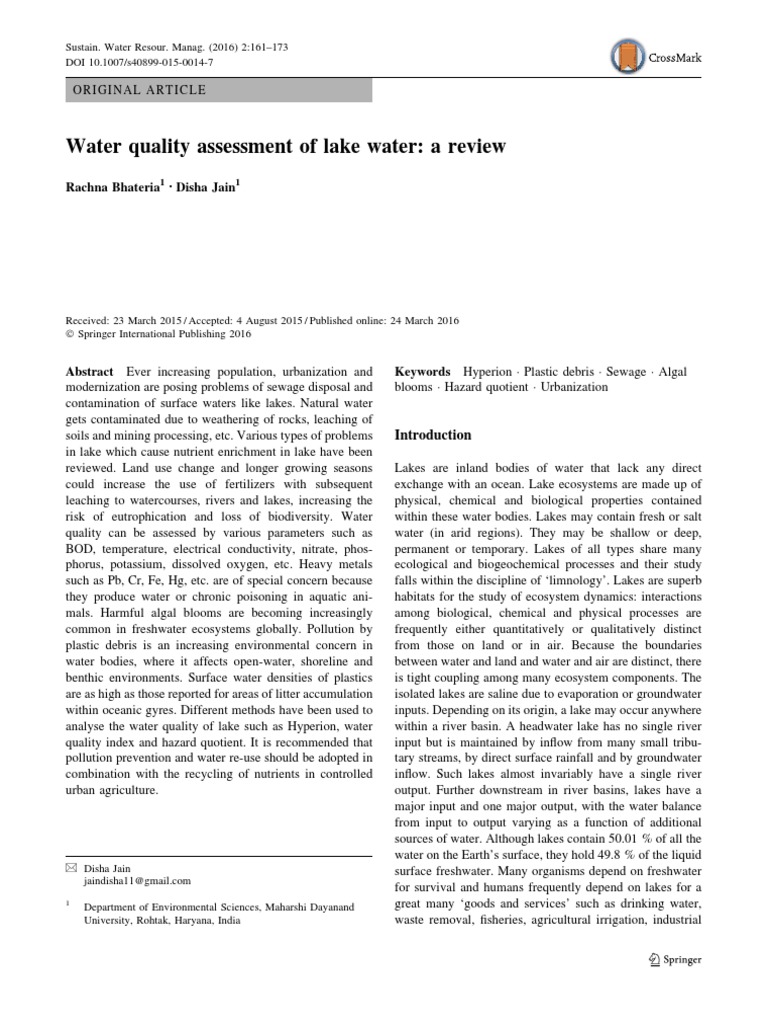 Lake Water Quality Review | PDF | Lake | Eutrophication