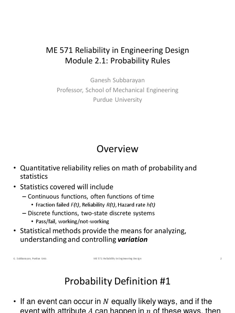 Modulo 1.2 Probability Rules | PDF | Reliability Engineering | Probability