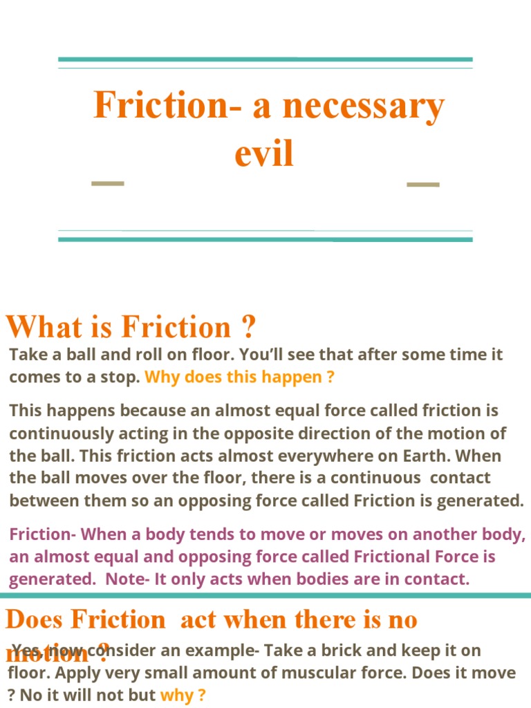 Science Ch-11 Friction | PDF | Friction | Bearing (Mechanical)