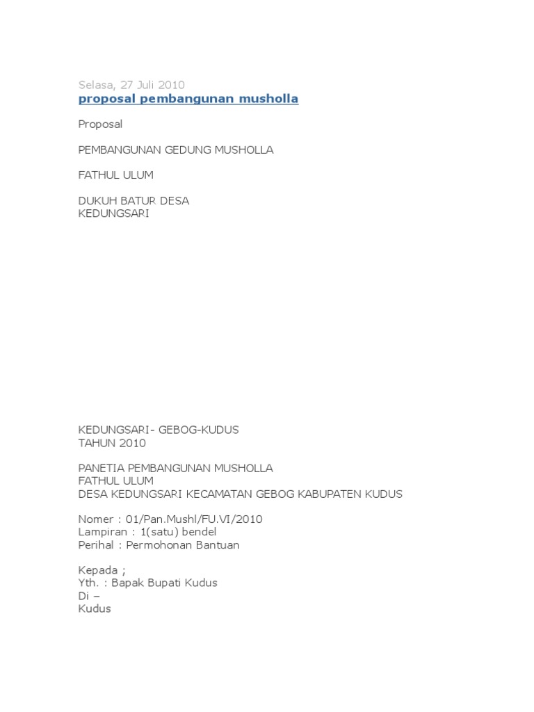 Contoh Proposal Mushola