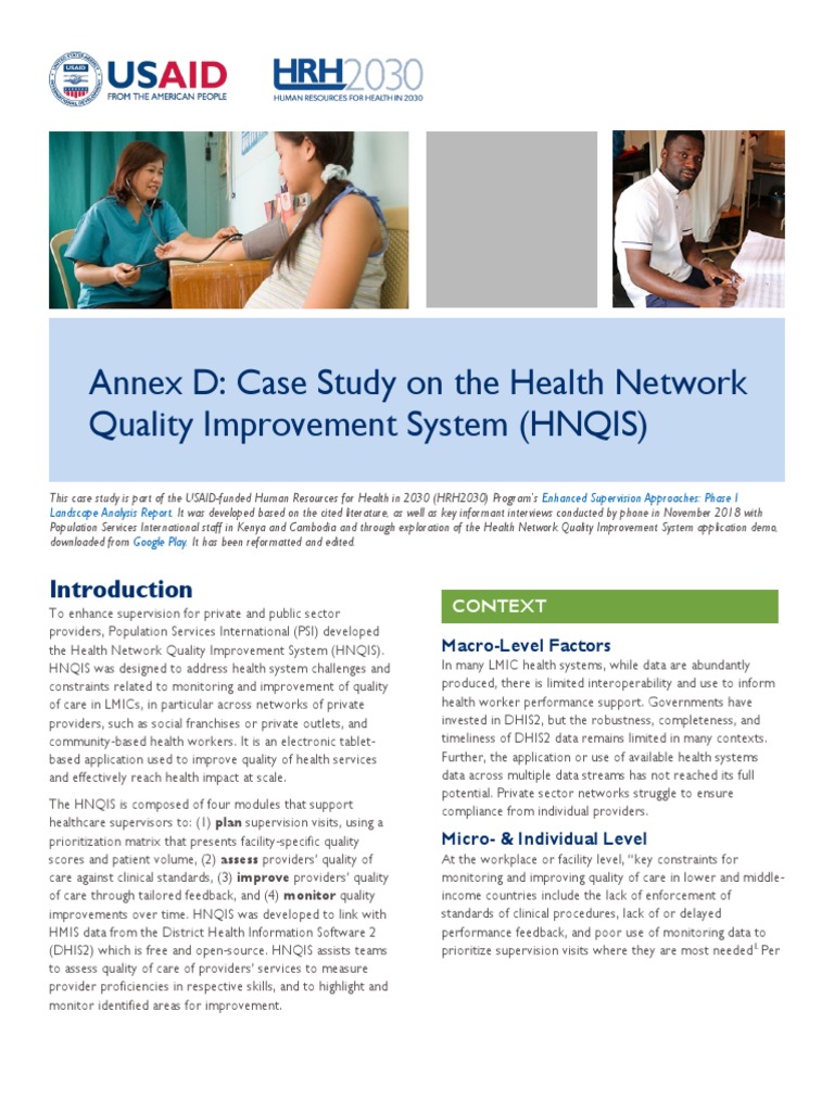 View of Annex D: Case Study On The Health Network Quality Improvement System ...