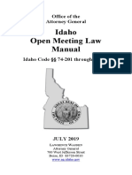 Idaho Open Meeting Law Manual: Office of The Attorney General