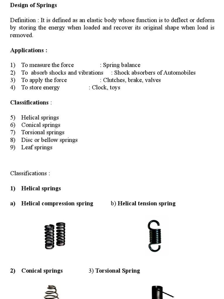 Overview of Spring Design and Types | PDF | Steel | Mechanical Engineering