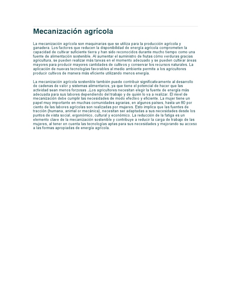 Mecanización Agrícola Sostenible y Eficiente | PDF | Ciencia y matemáticas