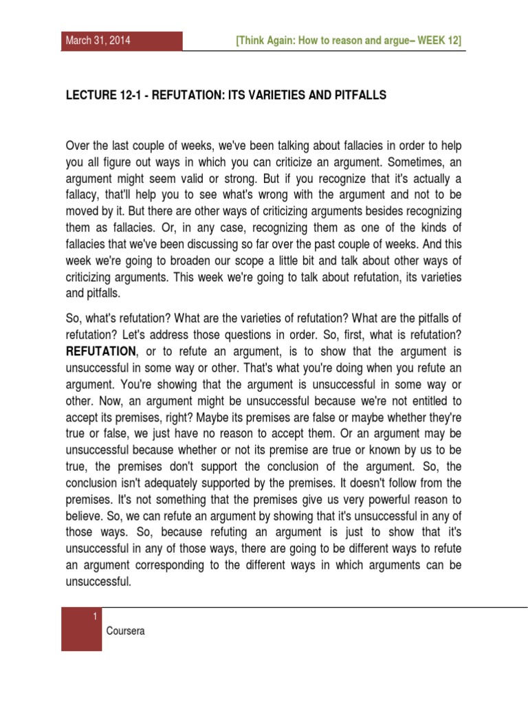 Refutation Techniques and Pitfalls | PDF | Argument | Fallacy