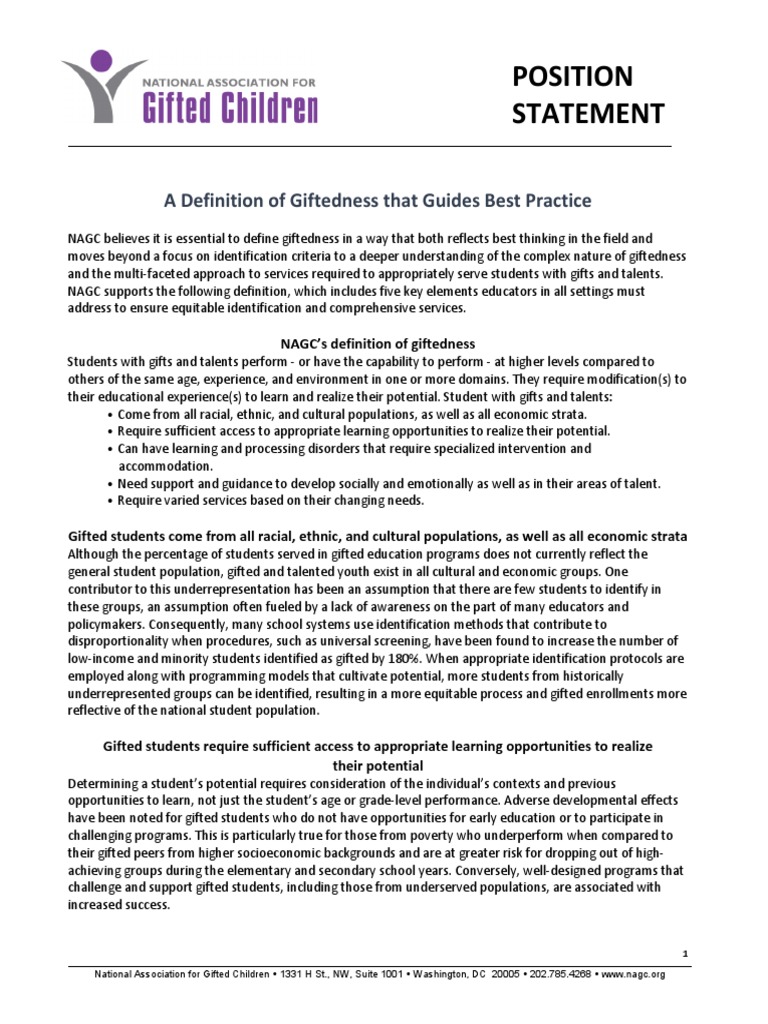 Definition of Giftedness (2019) | PDF | Intellectual Giftedness