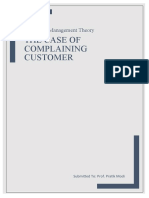 The Case of Complaining Customer: Marketing Management Theory