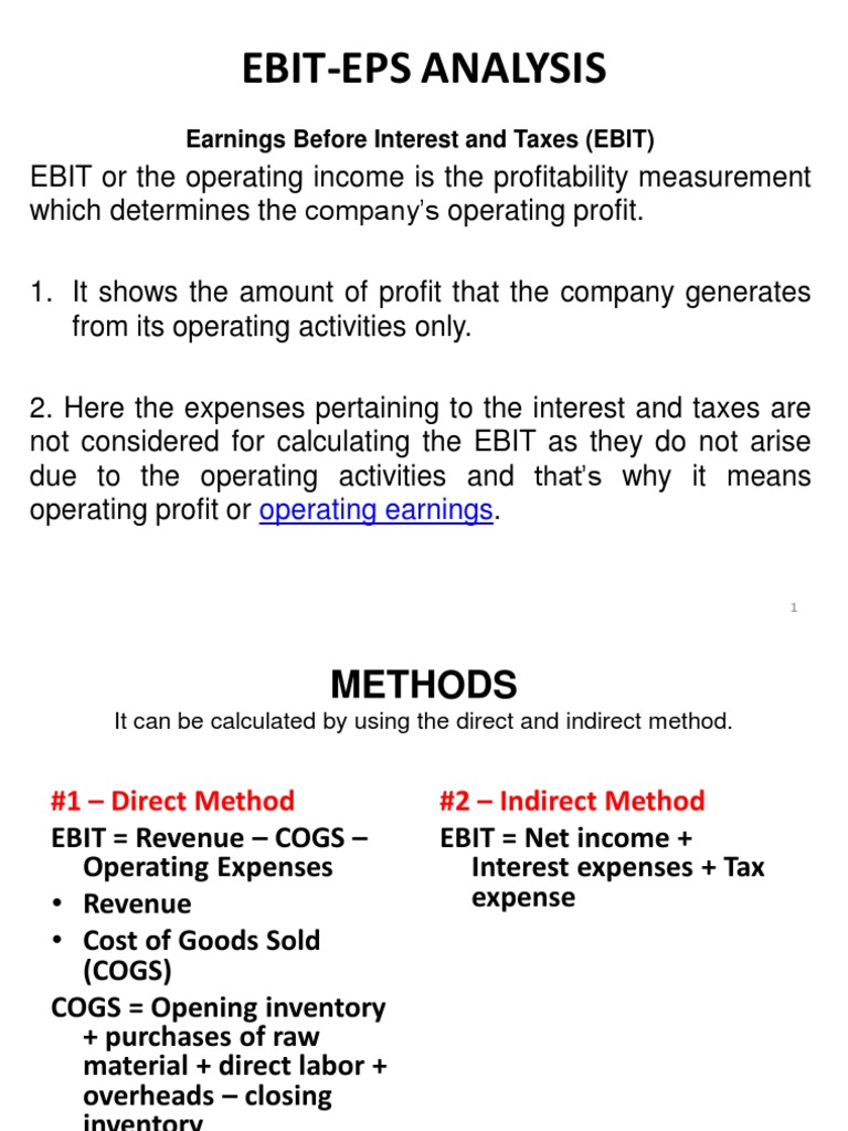 EBIT-EPS Analysis in Financial Management | PDF | Cost Of Goods Sold ...