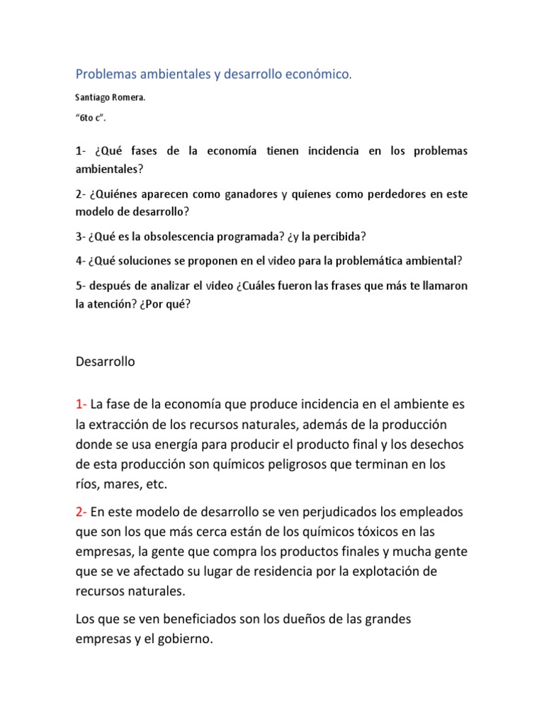 Problemas Ambientales y Desarrollo Económico | PDF