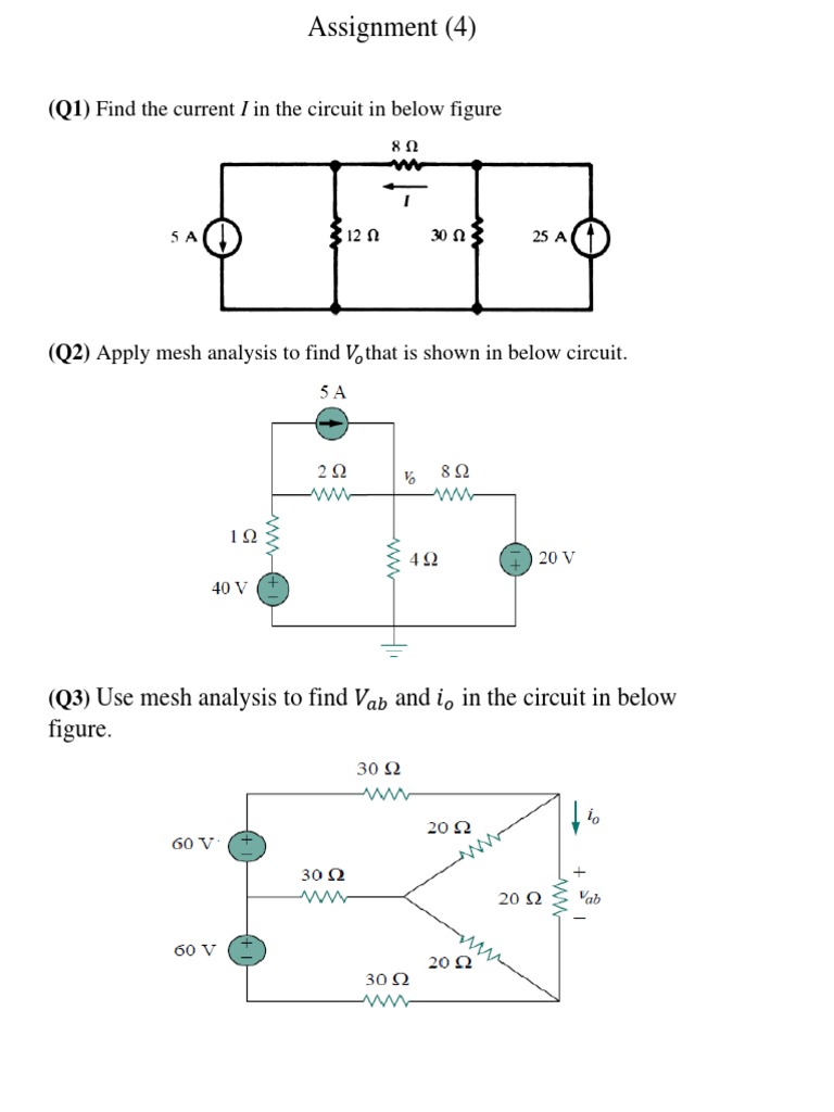 Circuit Analysis Assignment Questions | PDF