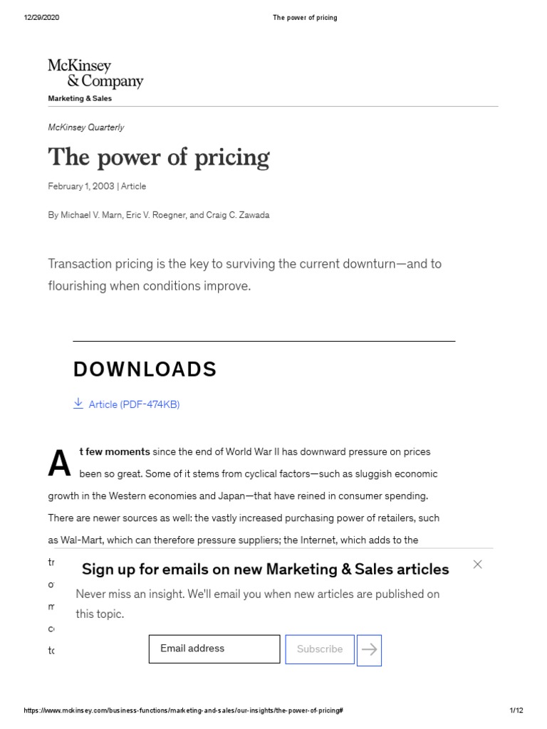 The Power of Pricing | PDF | Pricing | Prices