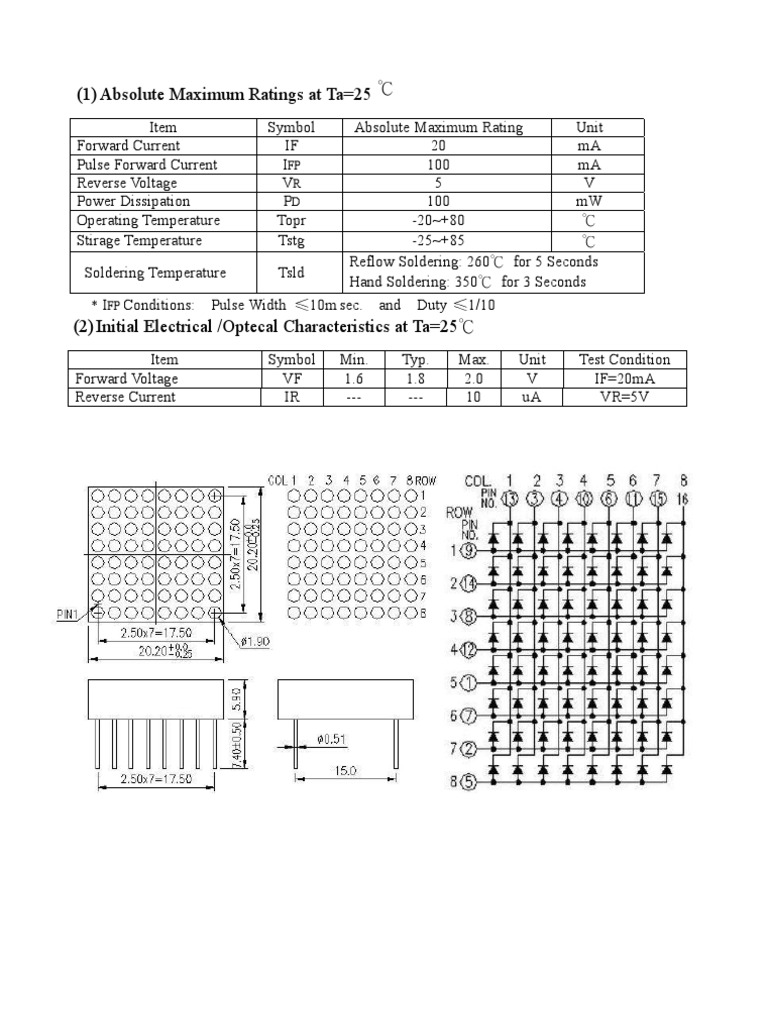 8x8 Red LED | PDF | Electrical Equipment | Electronics