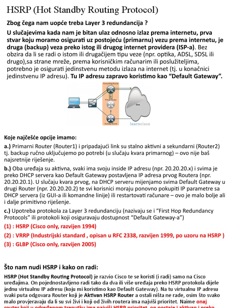 HSRP (Hot Standby Routing Protocol) | PDF