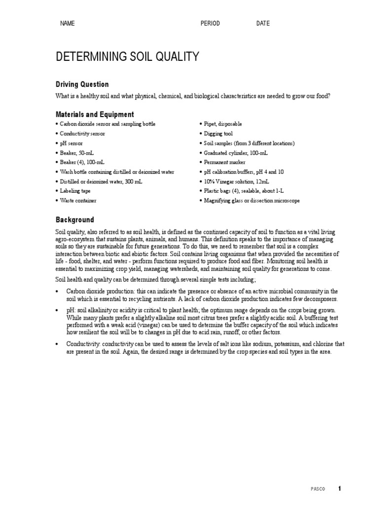 Soil Quality Assessment Techniques | PDF | Soil | Ph