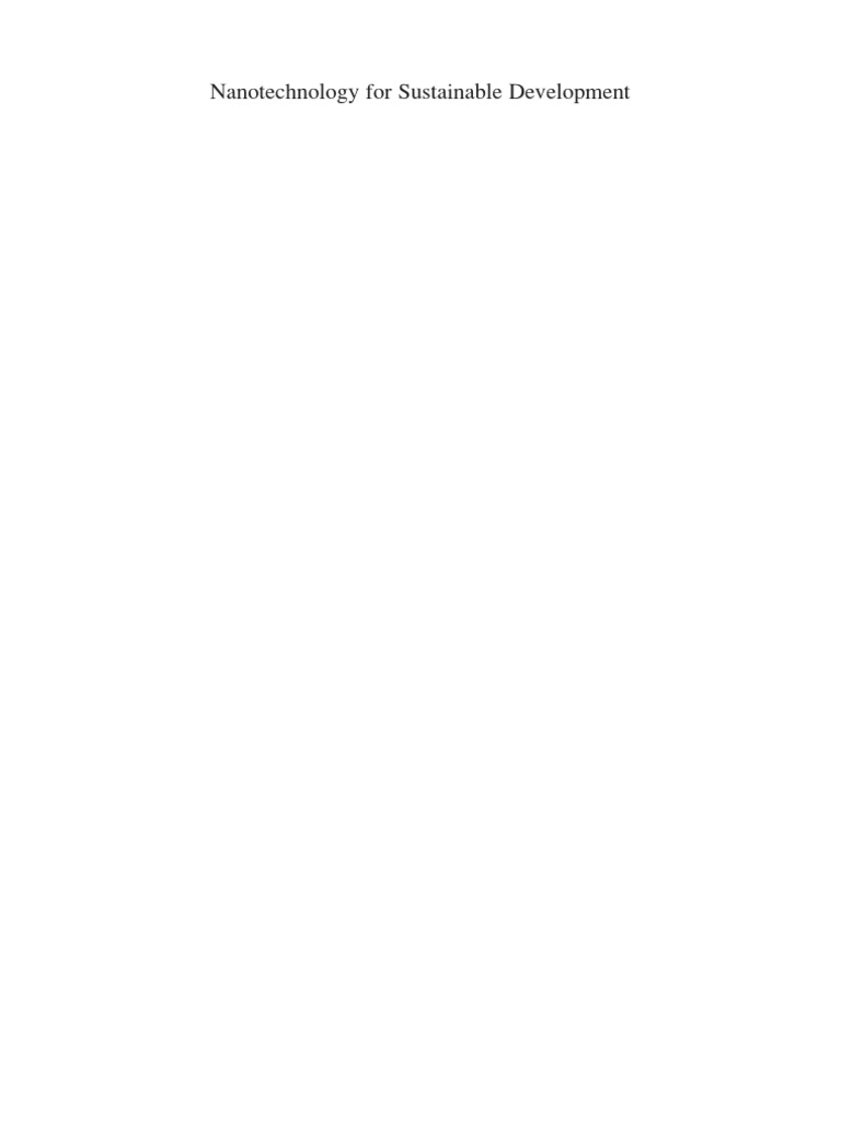 Nanotechnology For Sustainable Development-Mamadou S. Diallo