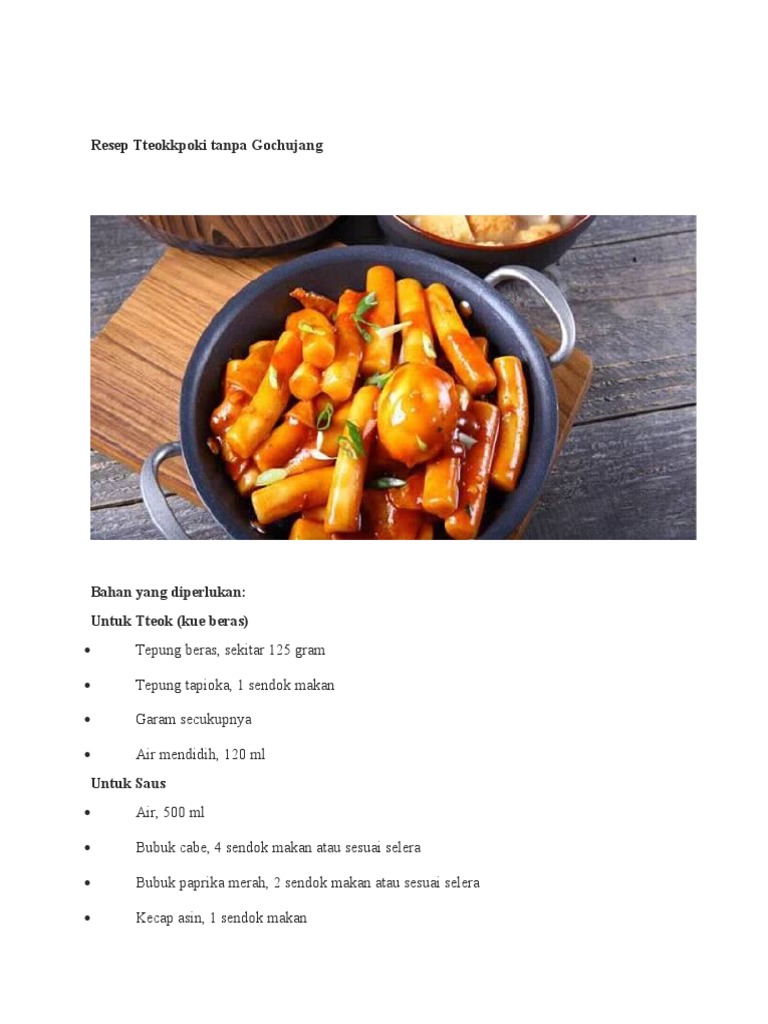 Resep Tteokbokki Tanpa Gochujang | PDF