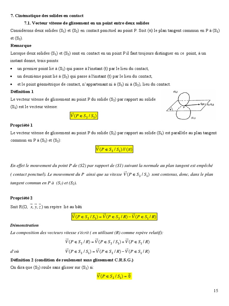 Roulement sans glissement en cinématique PDF Mouvement de rotation — free download