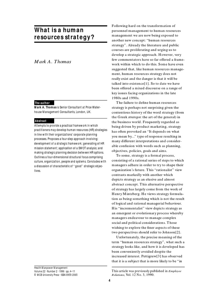 What Is A Human Resources Strategy? | PDF | Strategic Management ...