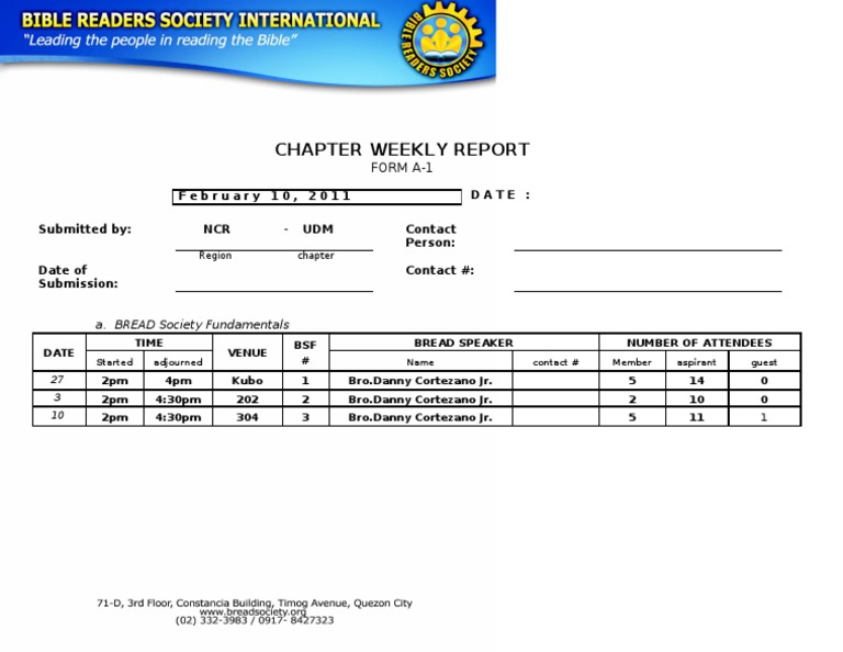 Chapters Weekly Report | PDF