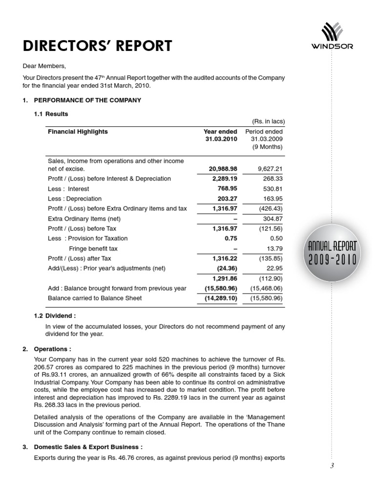 2010 Annual Report: Company Performance Overview | PDF | Going Concern ...
