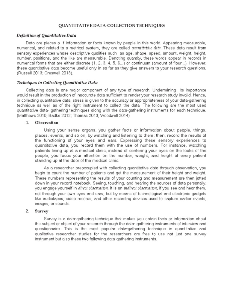 Quantitative Data Collection Methods | PDF | Level Of Measurement ...