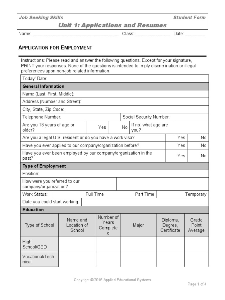 Student Material-U1L2-Application For Employment | PDF | Labour