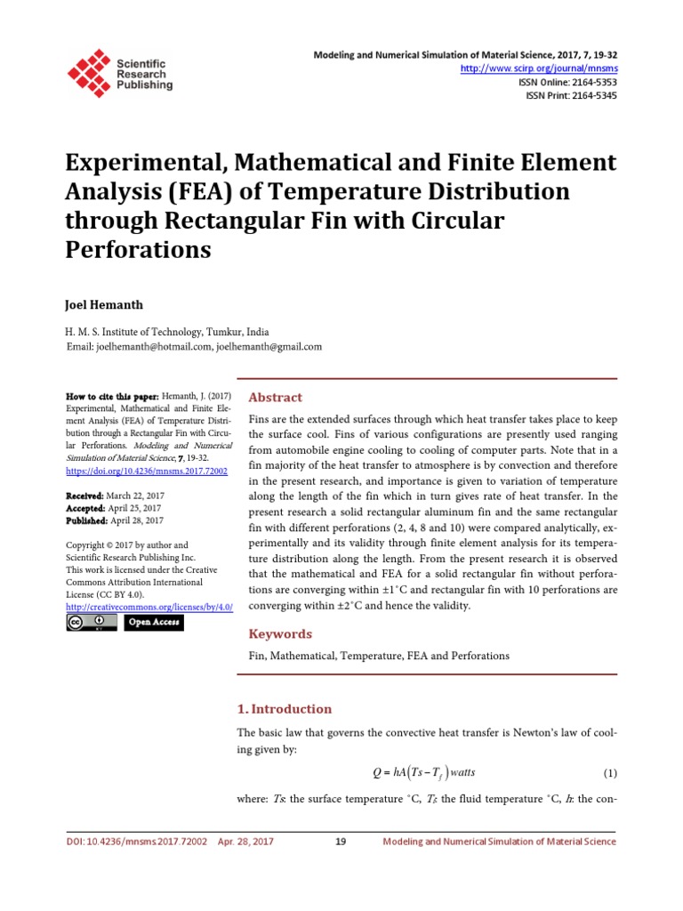 Experimental Mathematical and Finite Element Analy | PDF | Heat ...