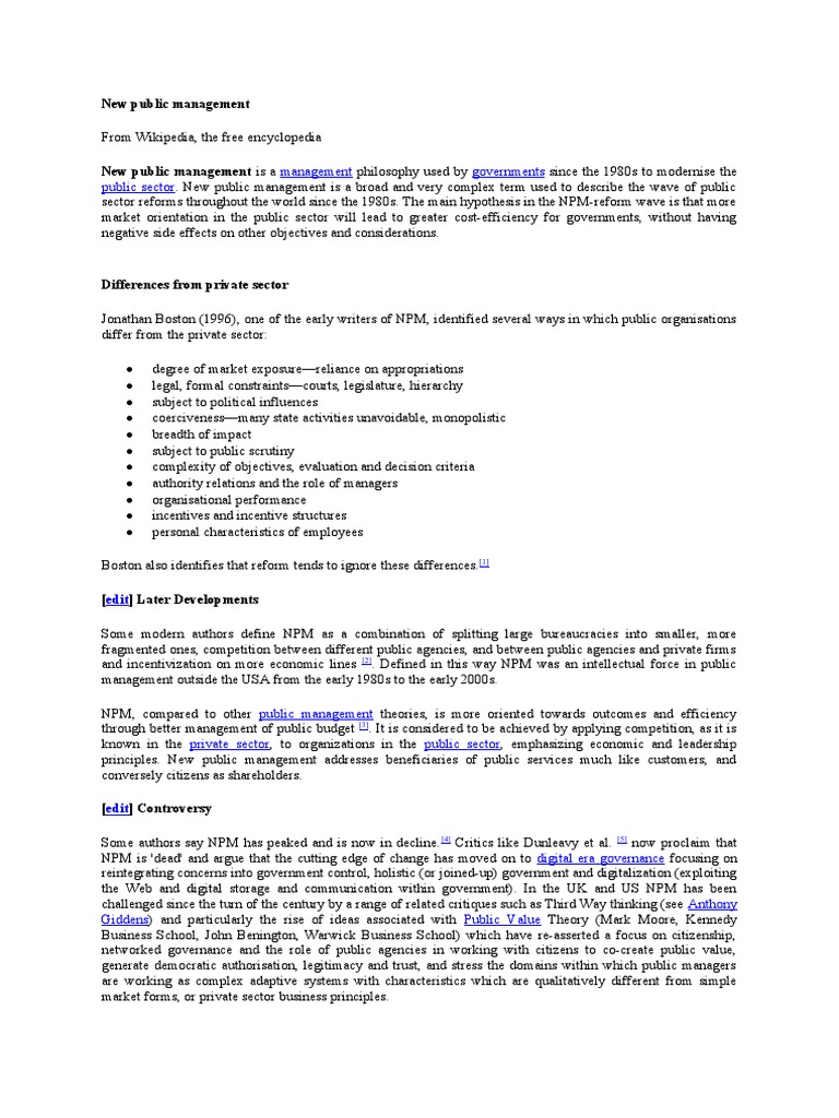 Overview of New Public Management | PDF | Governance | Policy